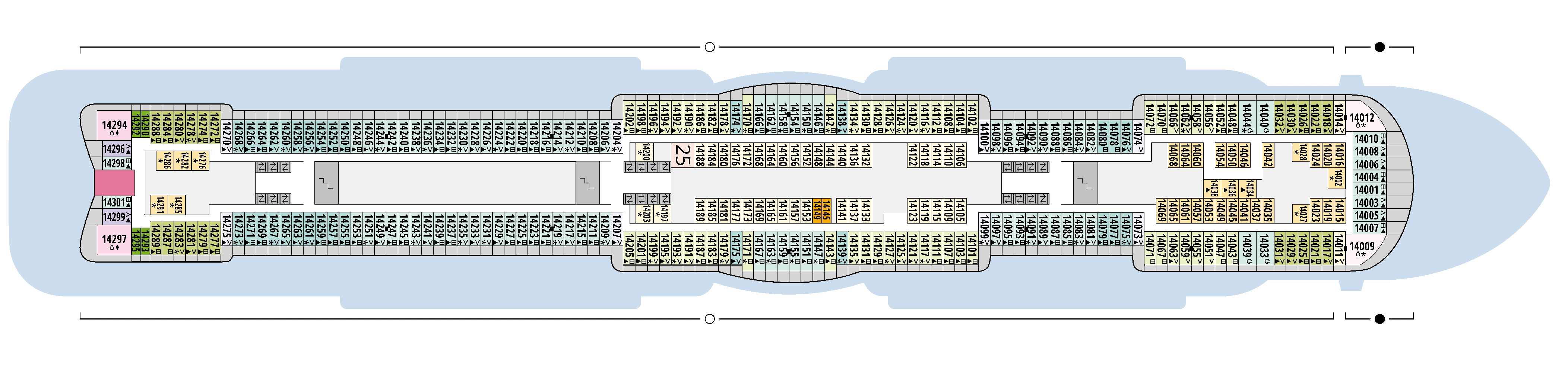 AIDAcosma, Deck 14: official cabin and venue layout