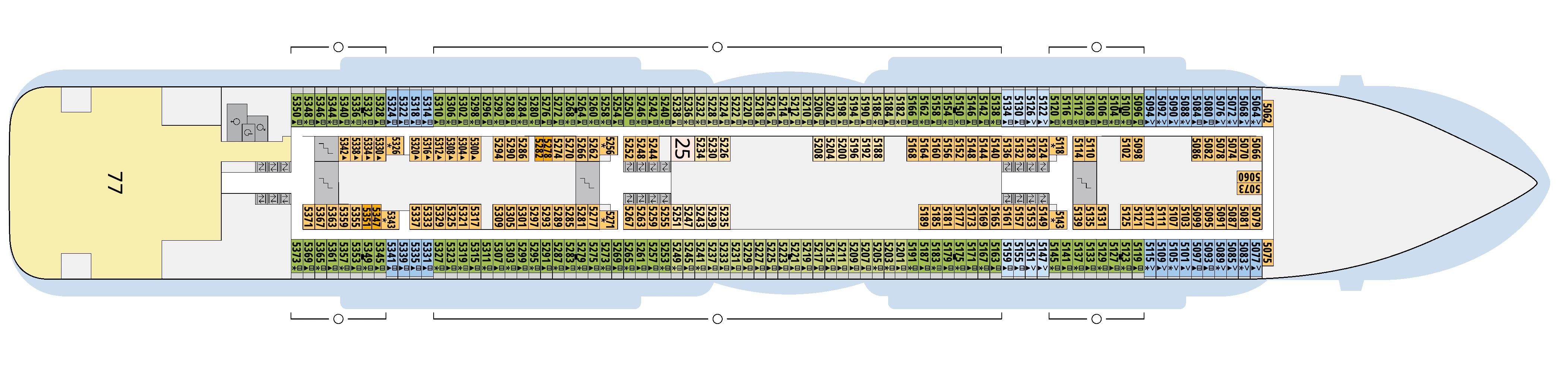 AIDAcosma, Deck 5: official cabin and venue layout