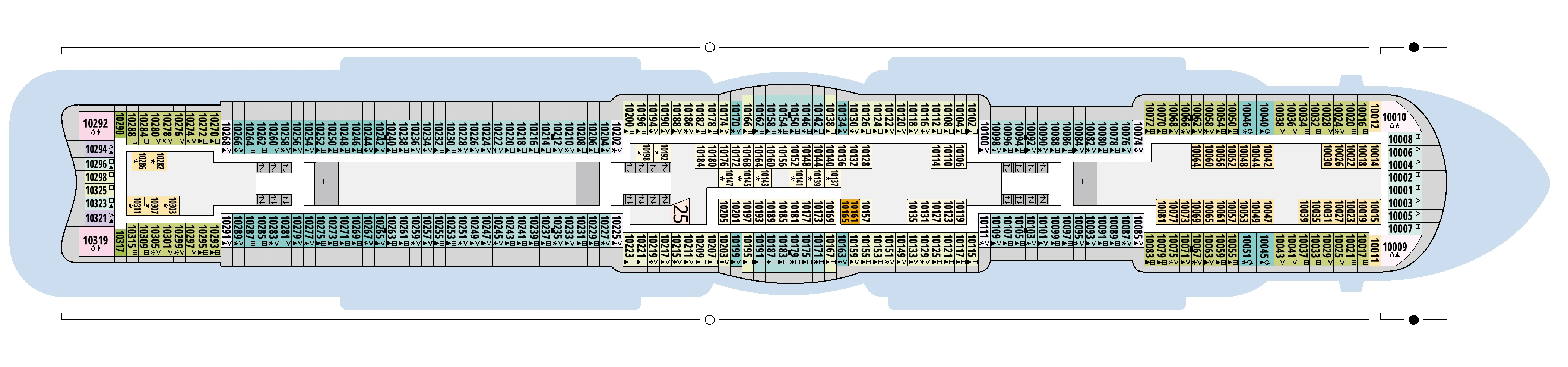 AIDAcosma, Deck 10: official cabin and venue layout