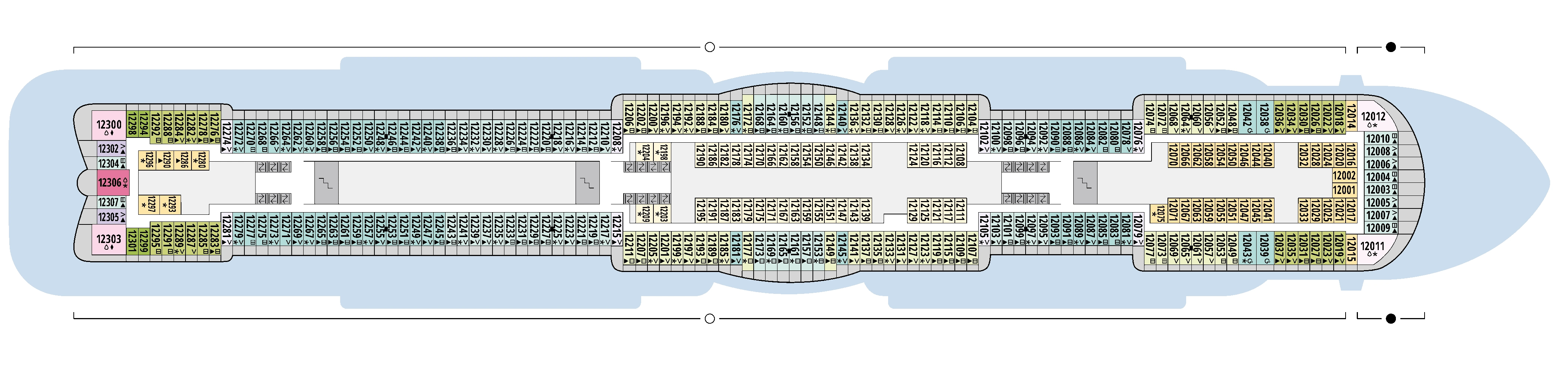 AIDAcosma, Deck 12: official cabin and venue layout