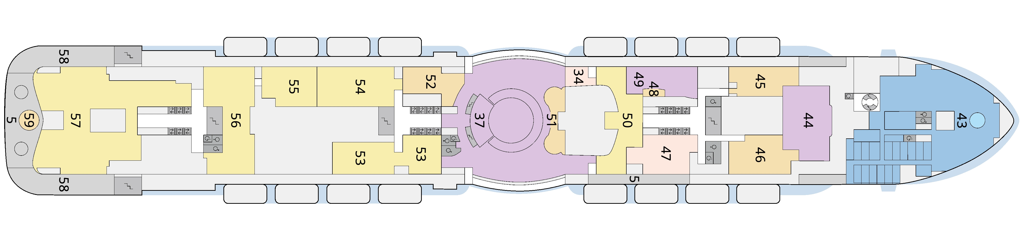 AIDAcosma, Deck 7: official cabin and venue layout