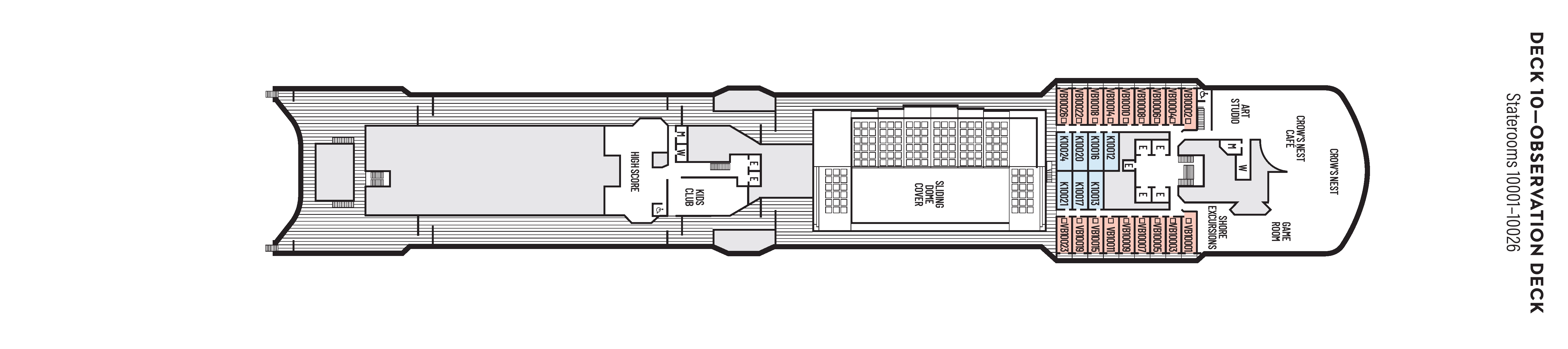 Oosterdam, Deck 10: official cabin and venue layout