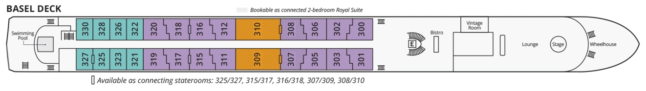 S.S. Elisabeth, Deck 3: official cabin and venue layout