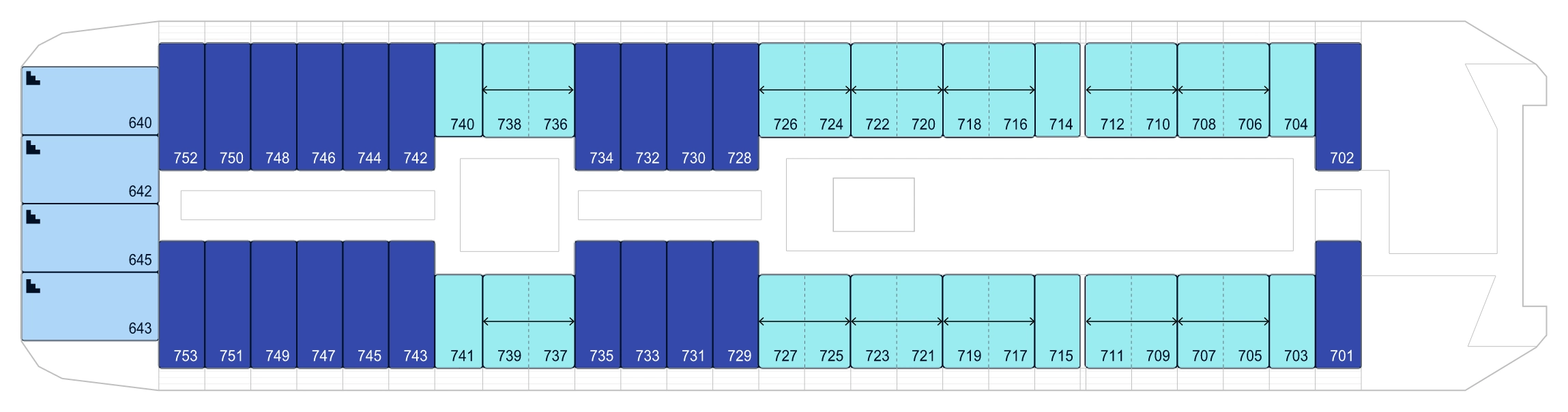 Le Commandant Charcot, Deck 7: official cabin and venue layout
