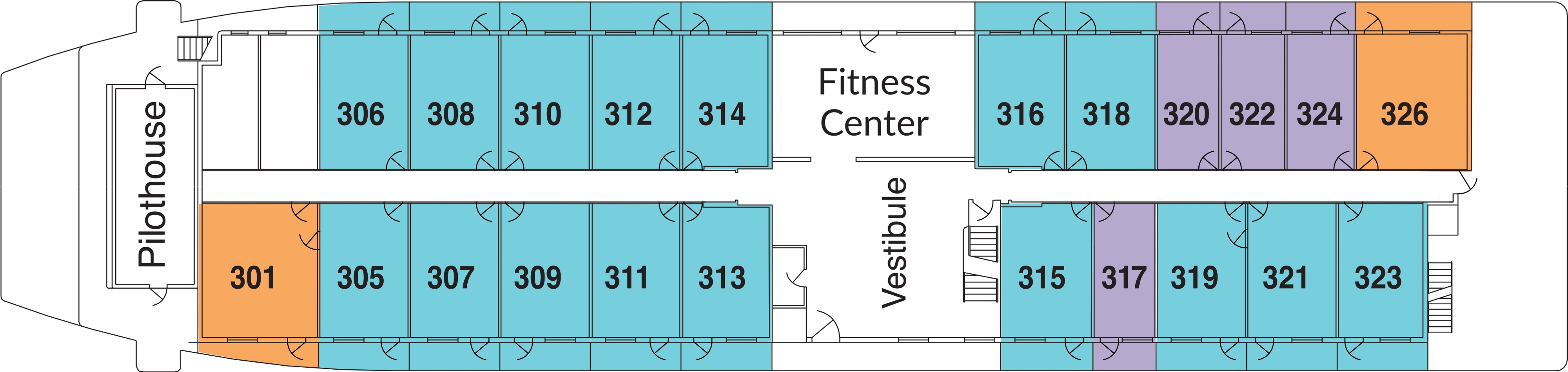 American Independence, Deck 3: official cabin and venue layout