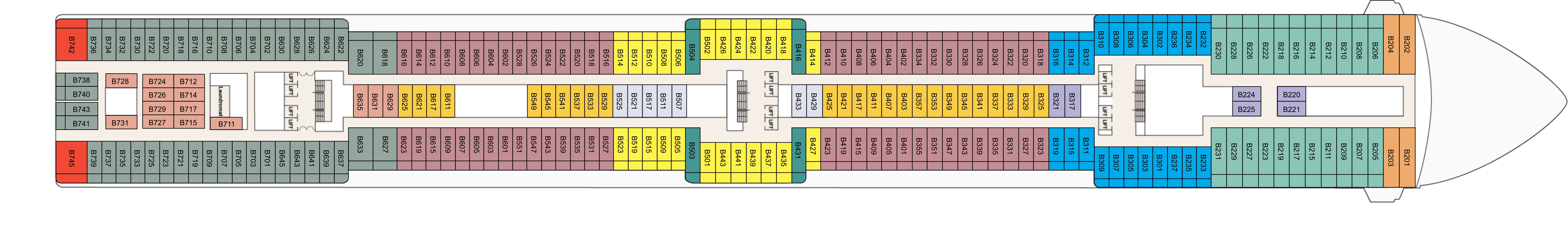 Island Princess, Deck 11: official cabin and venue layout