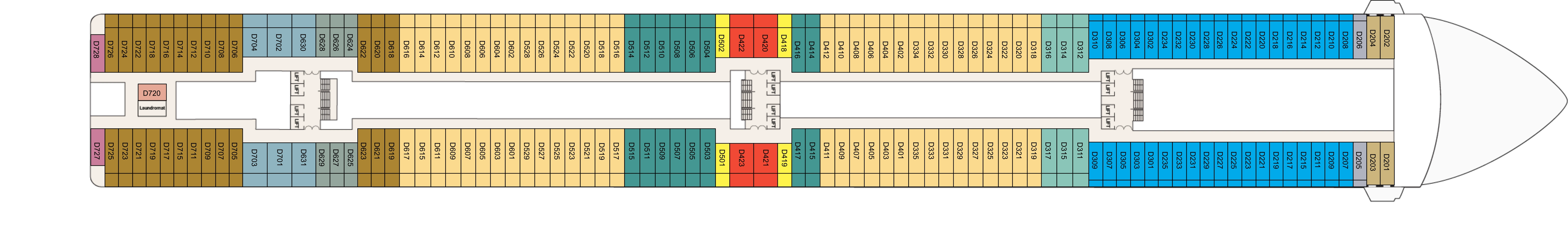 Island Princess, Deck 9: official cabin and venue layout
