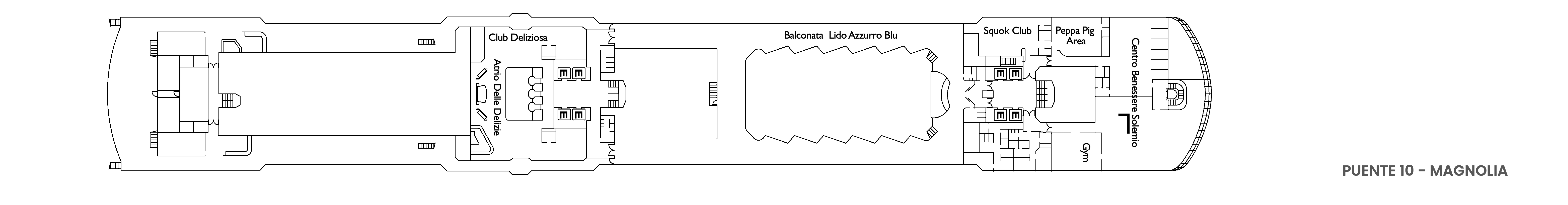Costa Deliziosa, Deck 10: official cabin and venue layout