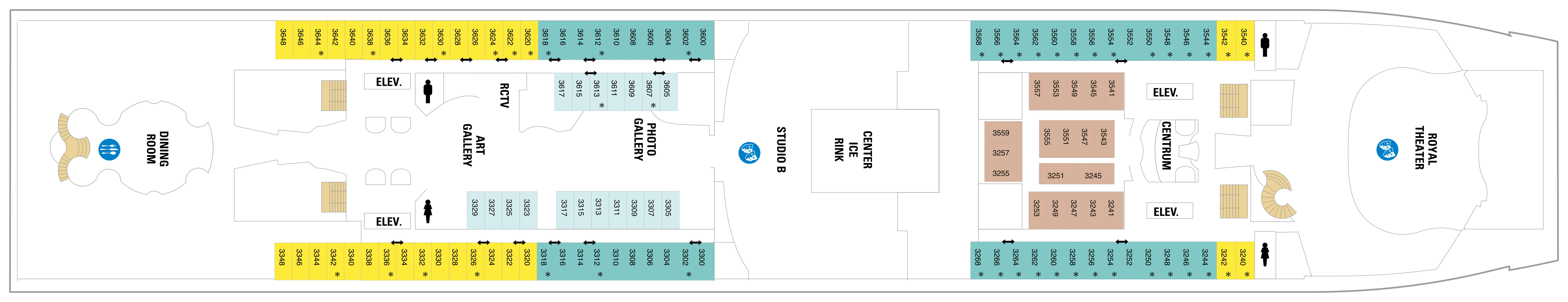 Independence of the Seas, Deck 3: official cabin and venue layout