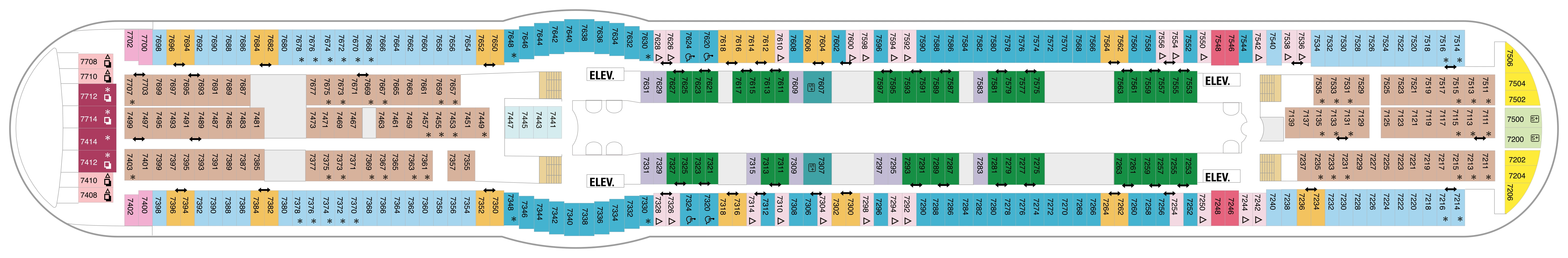 Independence of the Seas, Deck 7: official cabin and venue layout