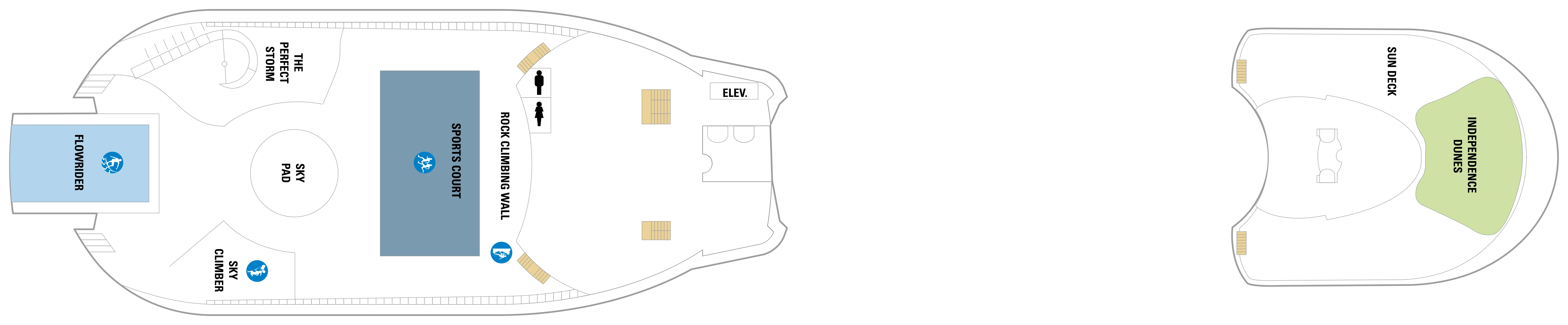 Independence of the Seas, Deck 13: official cabin and venue layout