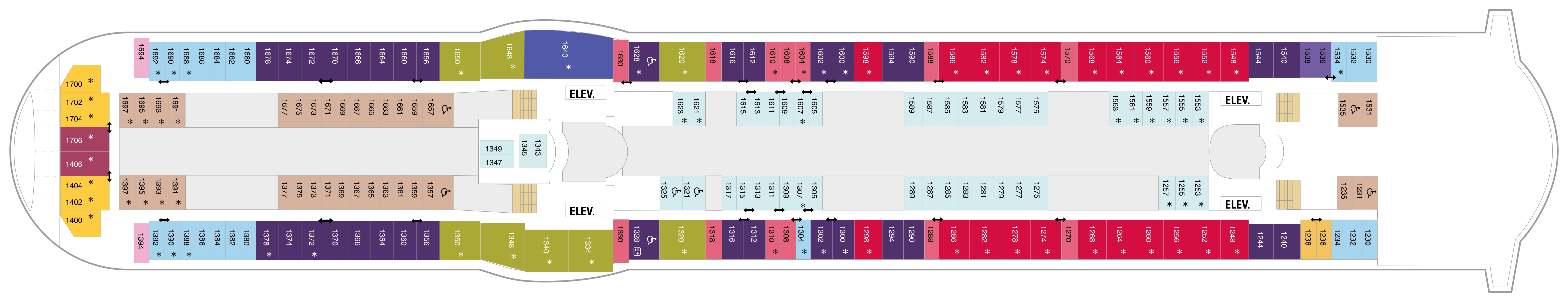 Independence of the Seas, Deck 10: official cabin and venue layout