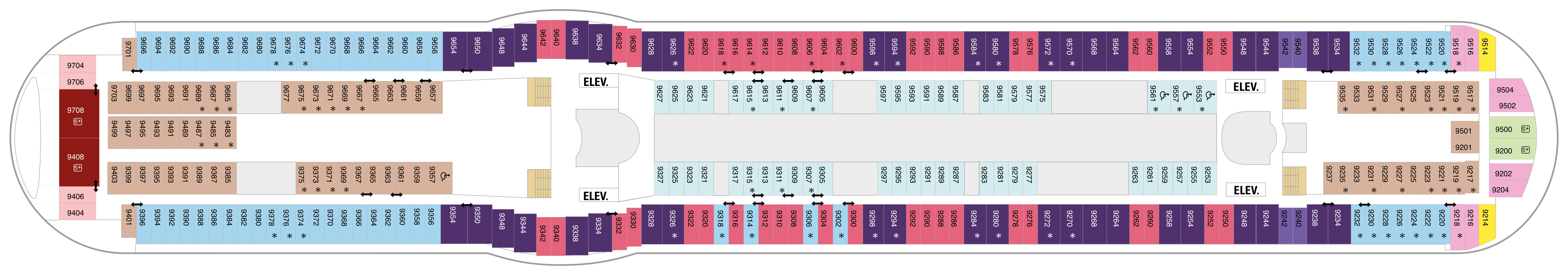 Independence of the Seas, Deck 9: official cabin and venue layout