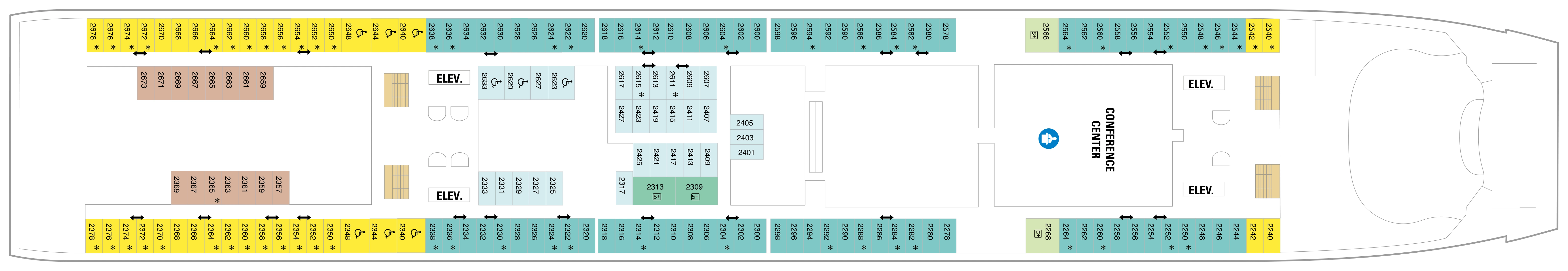 Independence of the Seas, Deck 2: official cabin and venue layout