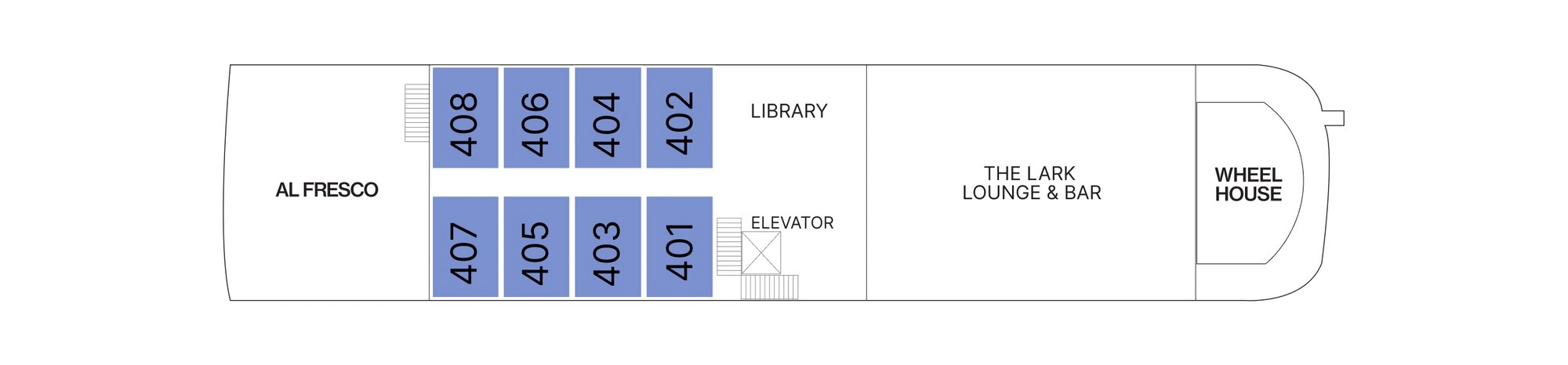 AmaDahlia, Deck 4: official cabin and venue layout