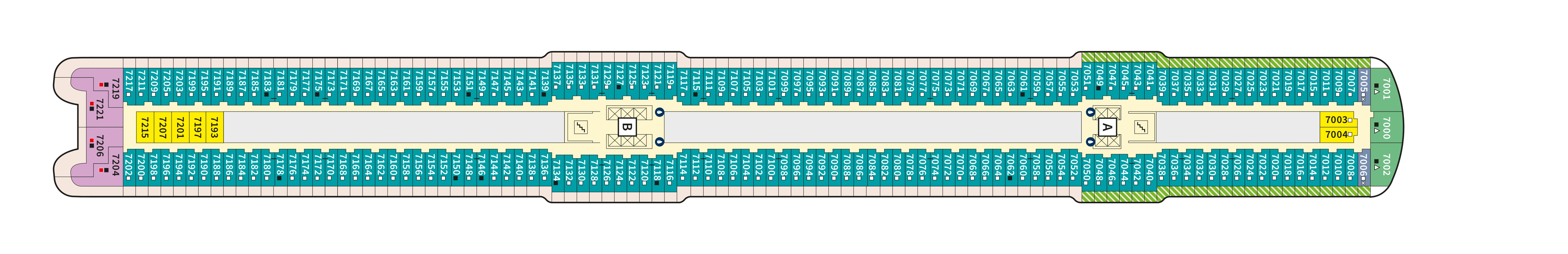 Mein Schiff 1, Deck 7: official cabin and venue layout