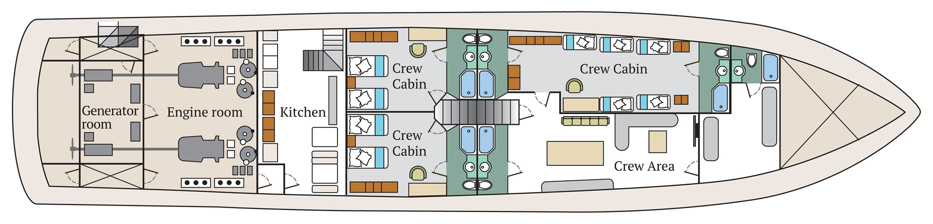 MS Infinity, Deck 1: official cabin and venue layout