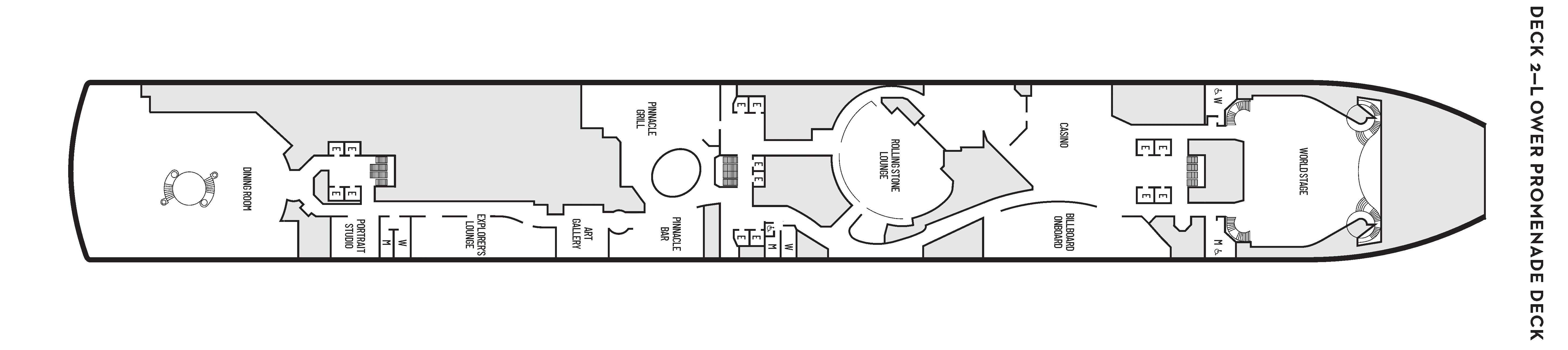 Eurodam, Deck 2: official cabin and venue layout