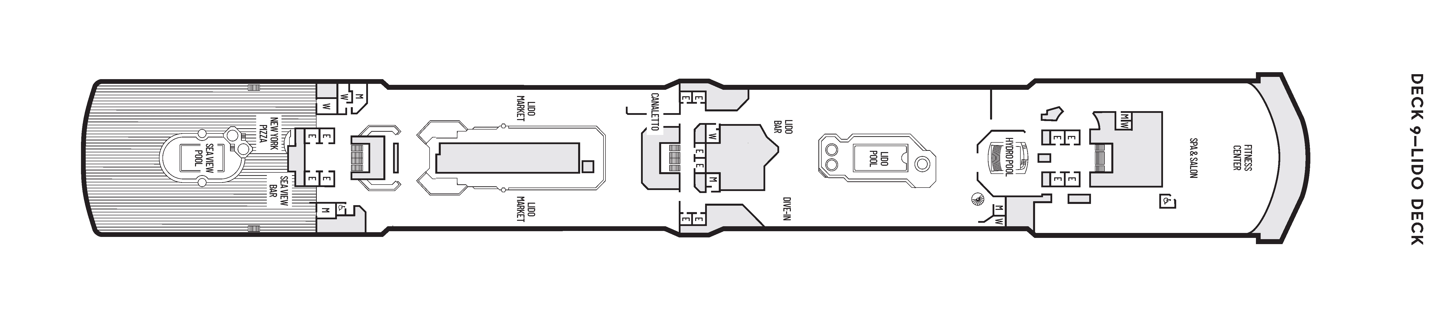 Eurodam, Deck 9: official cabin and venue layout