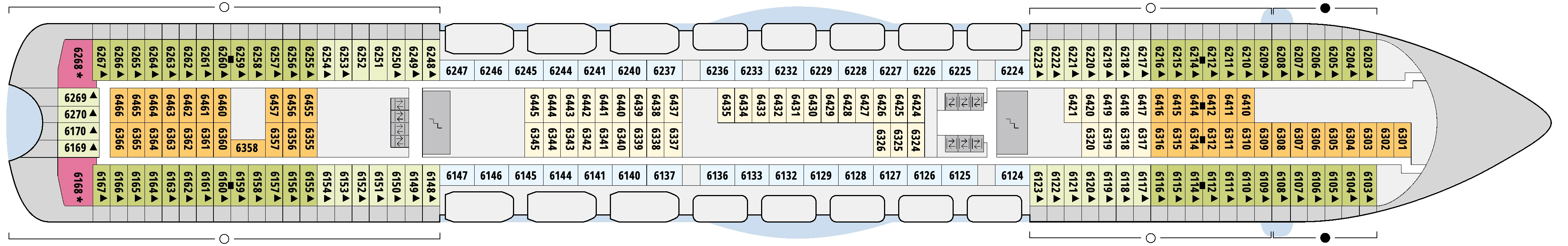 AIDAblu, Deck 6: official cabin and venue layout