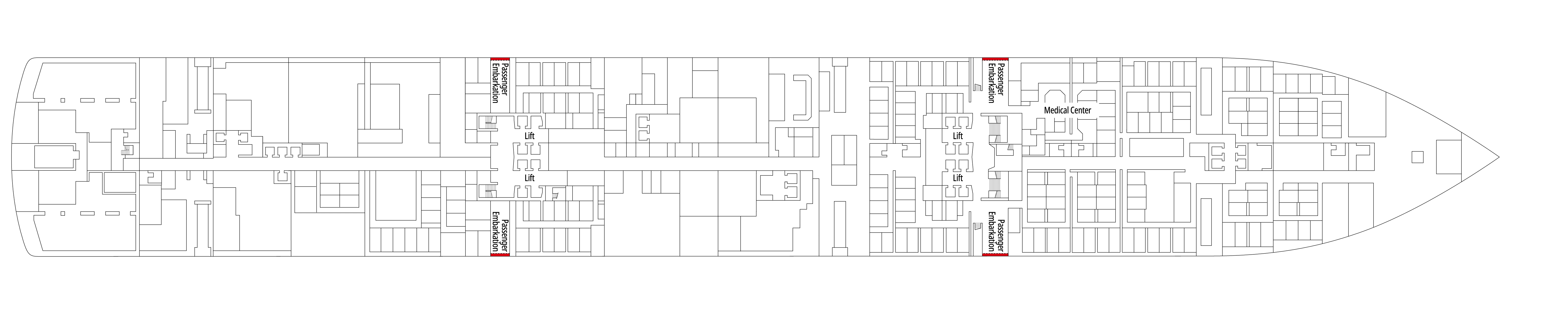 MSC Seaside, Deck 4: official cabin and venue layout