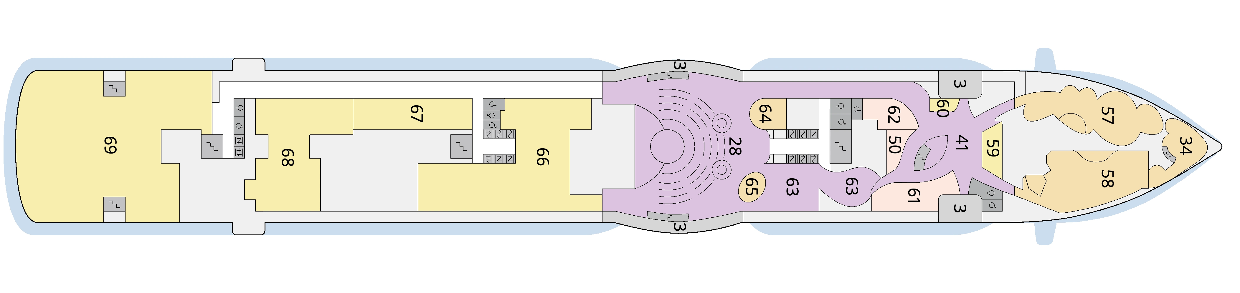 AIDAprima, Deck 6: official cabin and venue layout