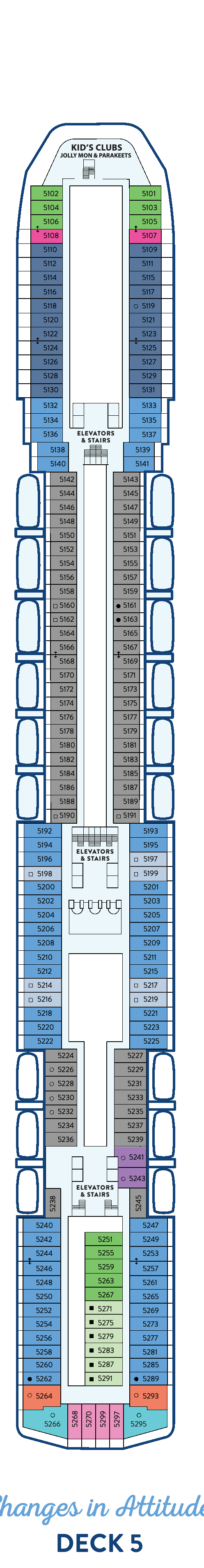 Margaritaville at Sea Islander, Deck 5: official cabin and venue layout