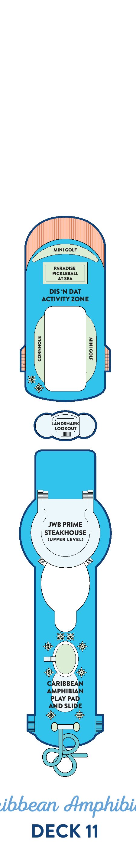 Margaritaville at Sea Islander, Deck 11: official cabin and venue layout