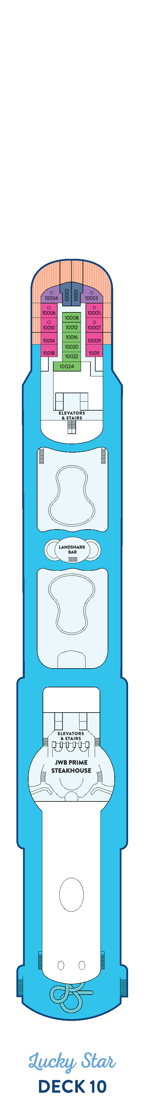 Margaritaville at Sea Islander, Deck 10: official cabin and venue layout