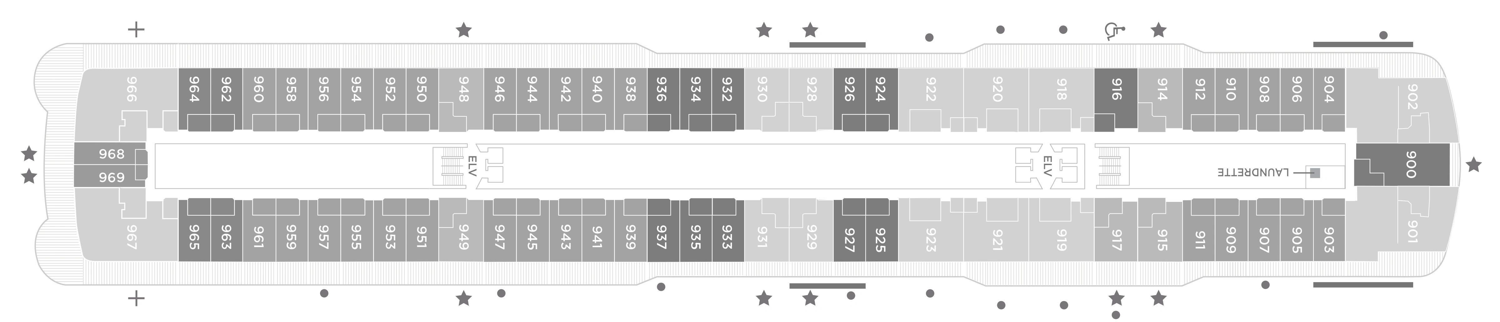 Seven Seas Grandeur, Deck 9: official cabin and venue layout