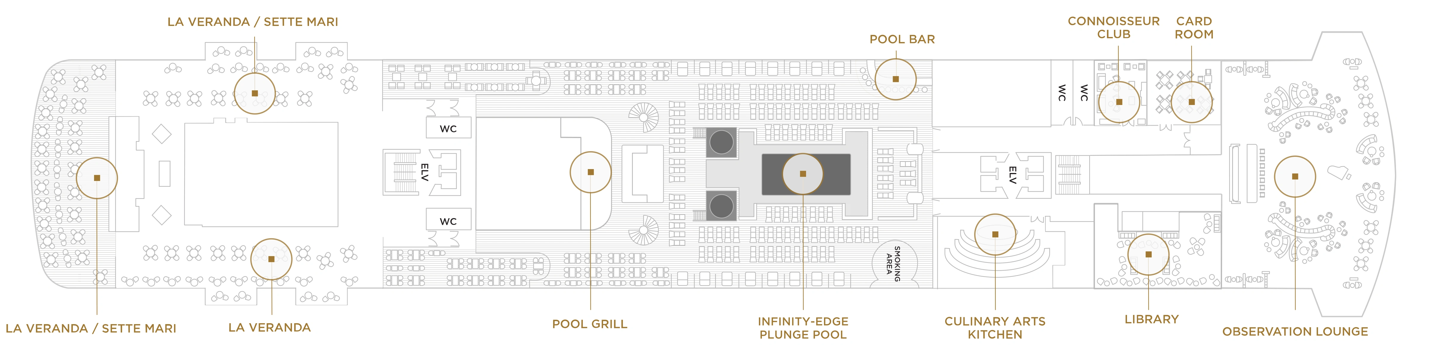 Seven Seas Grandeur, Deck 11: official cabin and venue layout