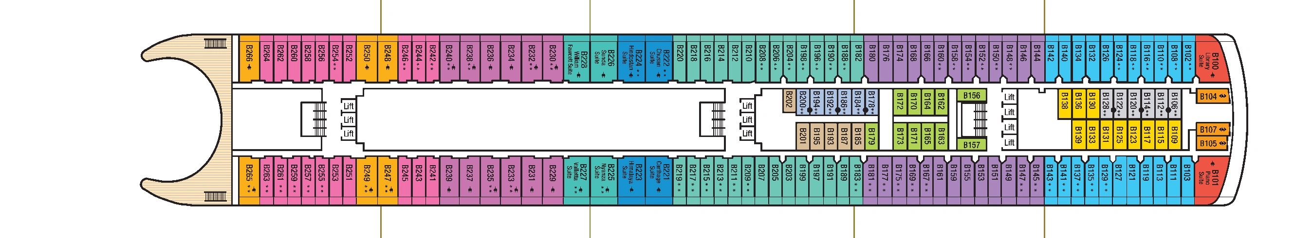 Aurora, Deck 10: official cabin and venue layout
