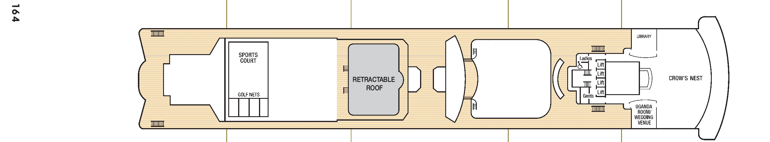 Aurora, Deck 13: official cabin and venue layout