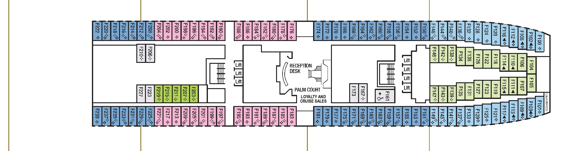 Aurora, Deck 5: official cabin and venue layout