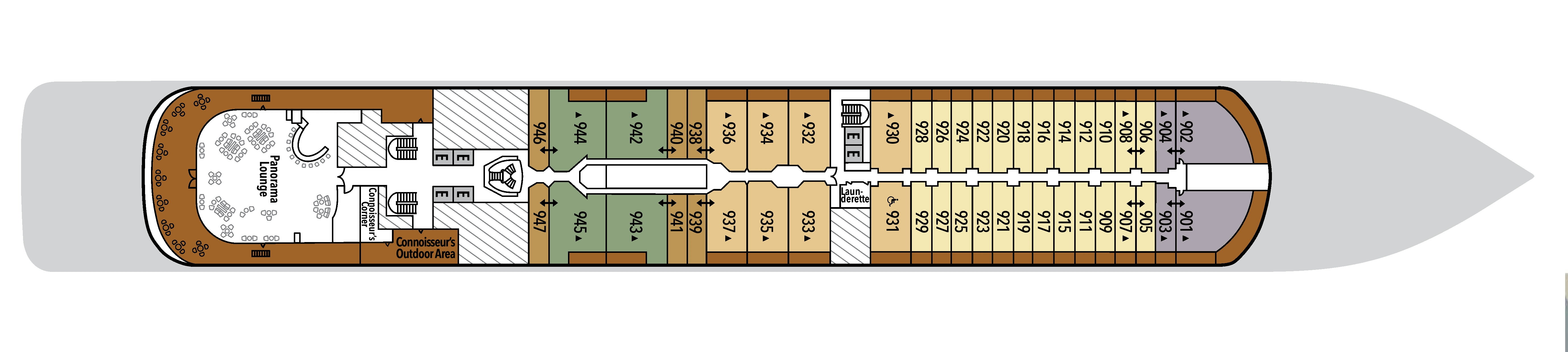 Silver Moon, Deck 9: official cabin and venue layout