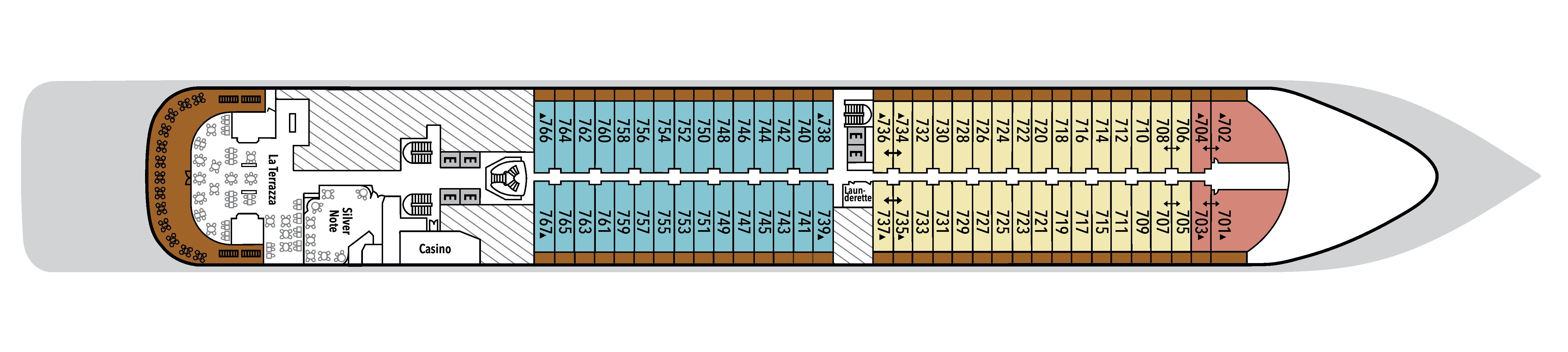 Silver Moon, Deck 7: official cabin and venue layout