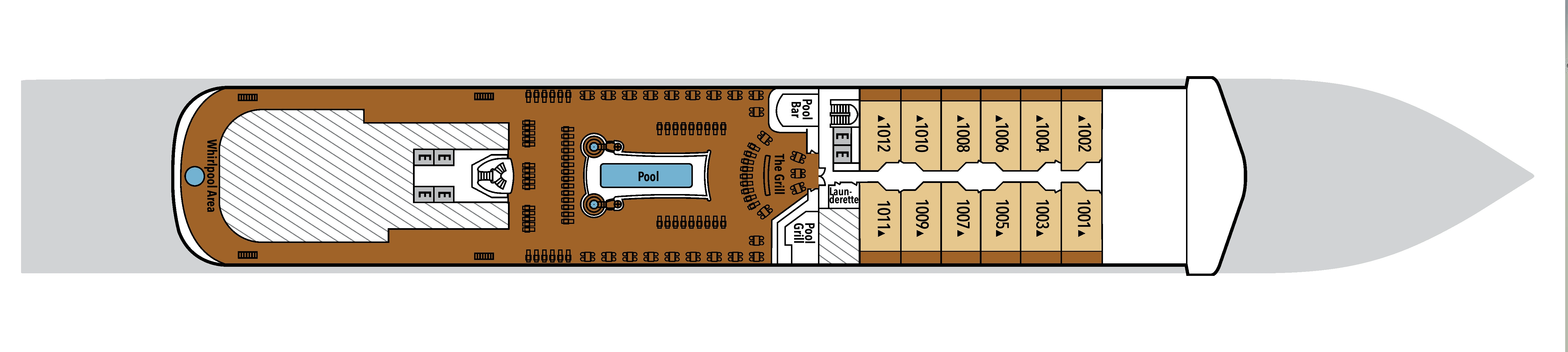 Silver Moon, Deck 10: official cabin and venue layout