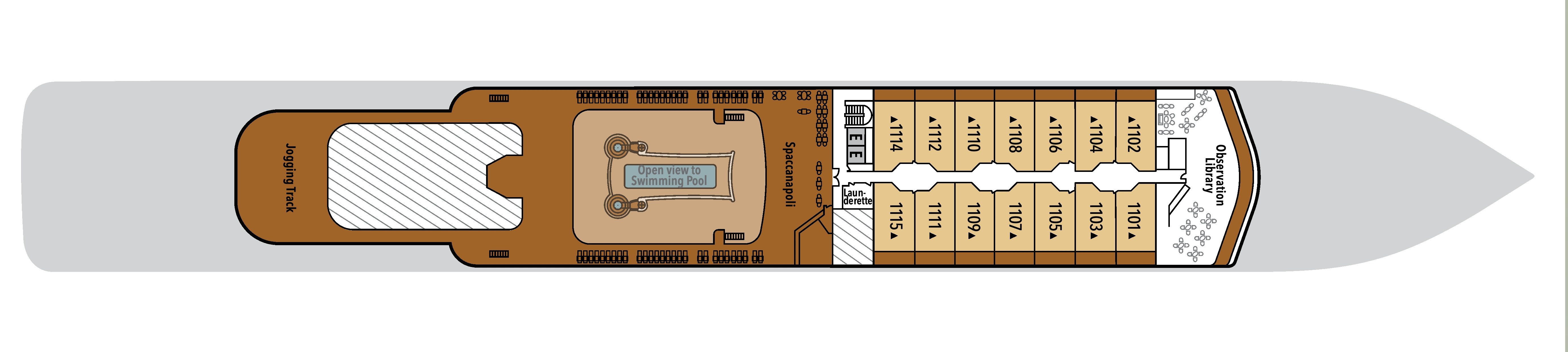 Silver Moon, Deck 11: official cabin and venue layout