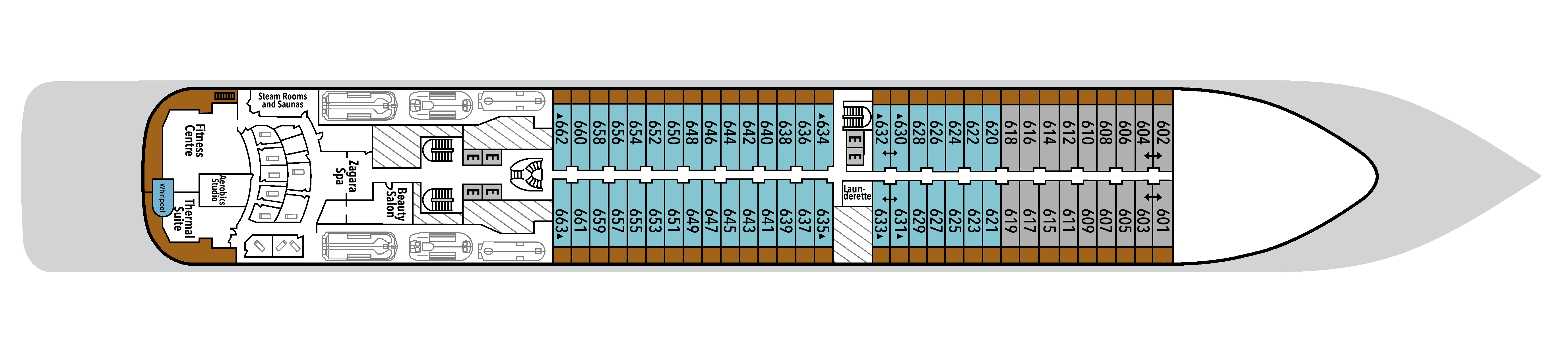 Silver Moon, Deck 6: official cabin and venue layout