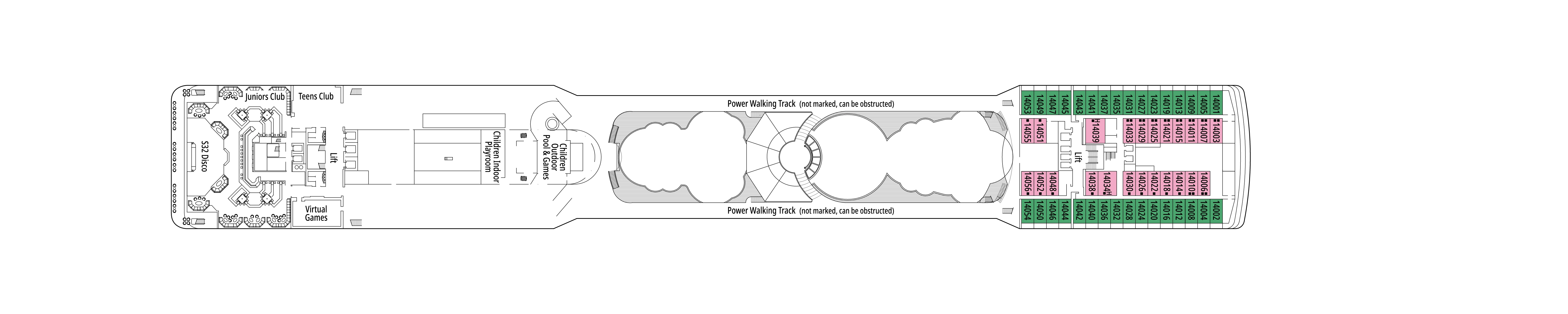 MSC Poesia, Deck 14: official cabin and venue layout
