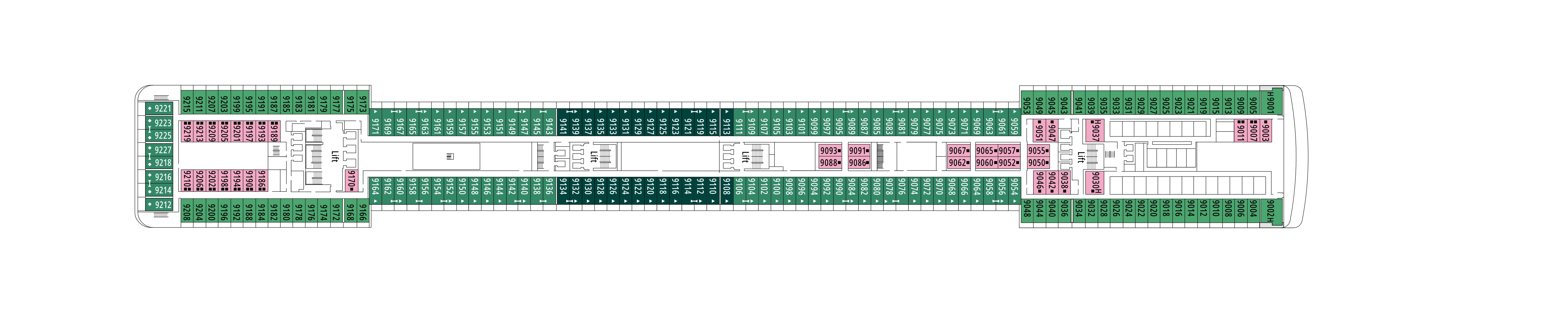 MSC Poesia, Deck 9: official cabin and venue layout
