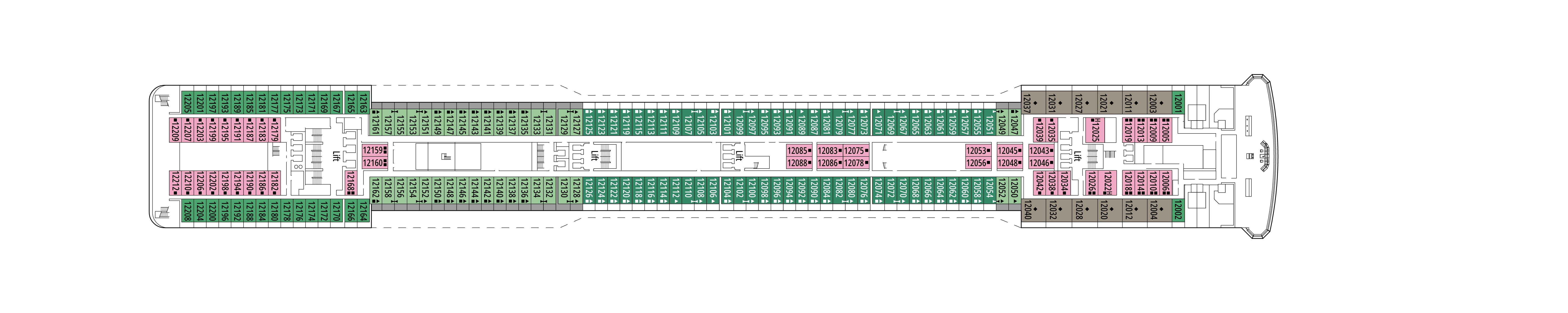 MSC Poesia, Deck 12: official cabin and venue layout