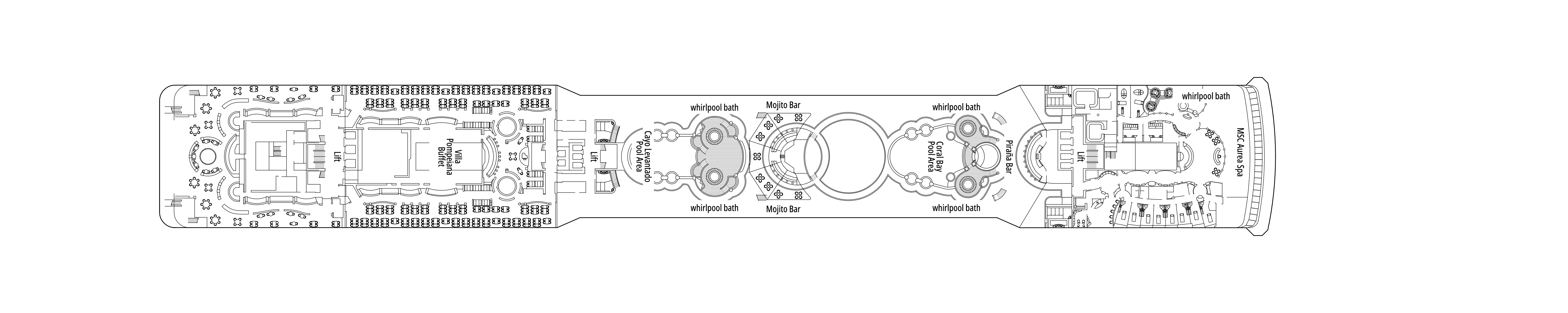 MSC Poesia, Deck 13: official cabin and venue layout