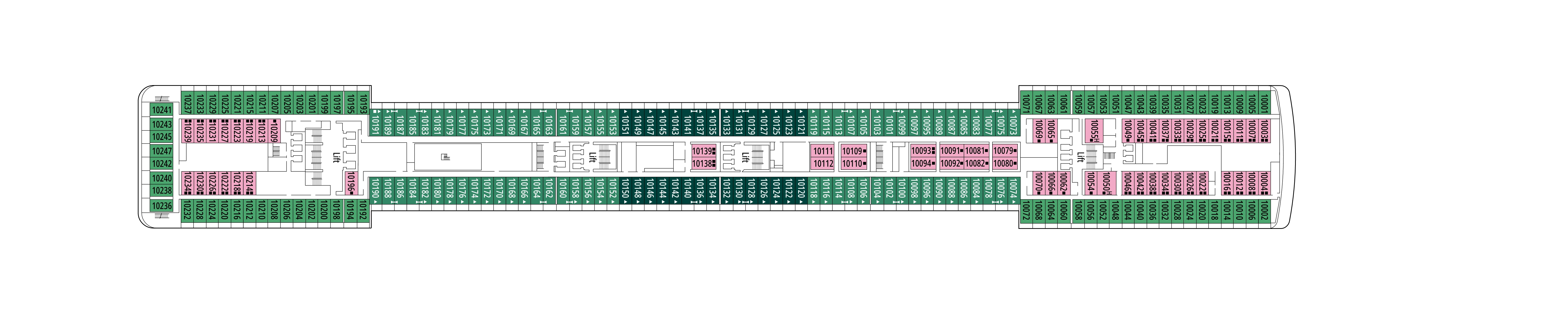 MSC Poesia, Deck 10: official cabin and venue layout