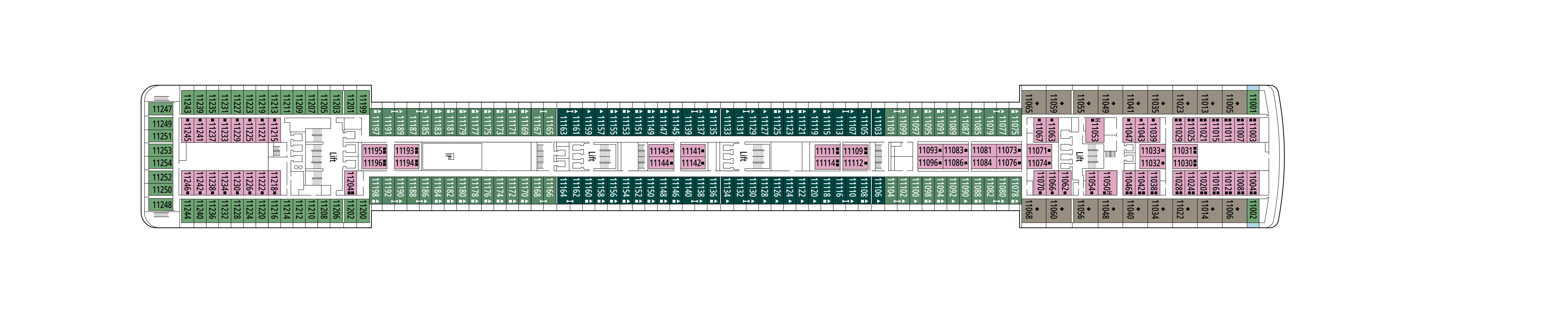 MSC Poesia, Deck 11: official cabin and venue layout