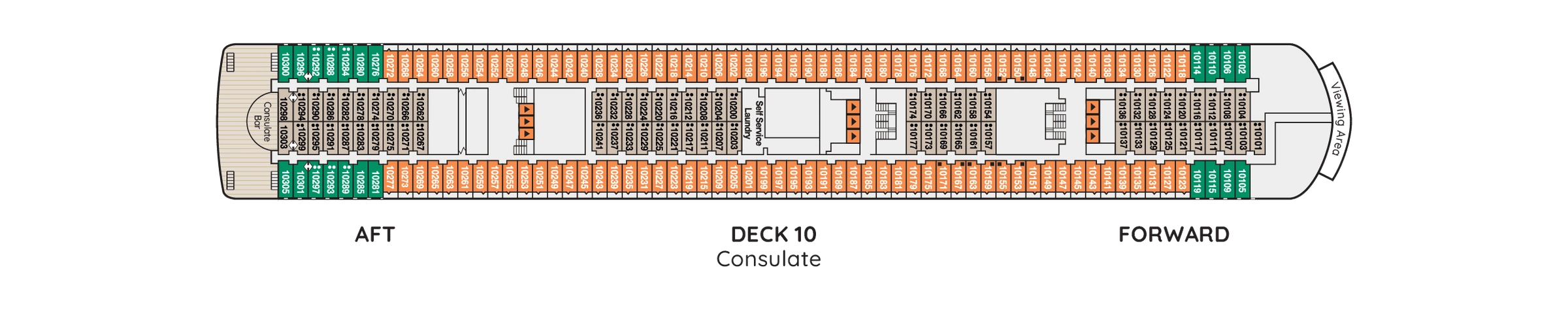 Ambience, Deck 10: official cabin and venue layout