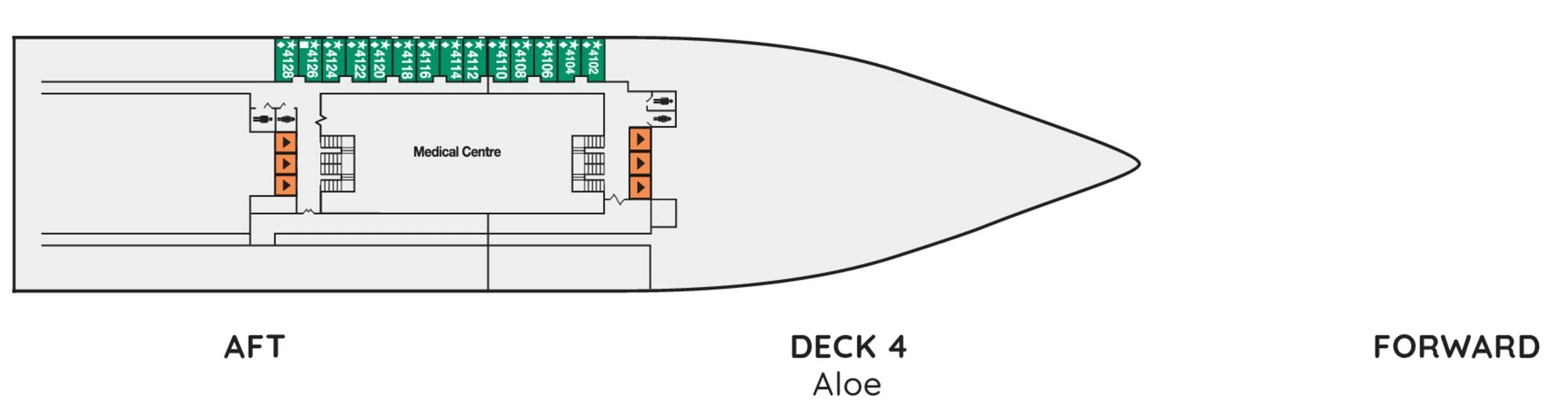 Ambience, Deck 4: official cabin and venue layout
