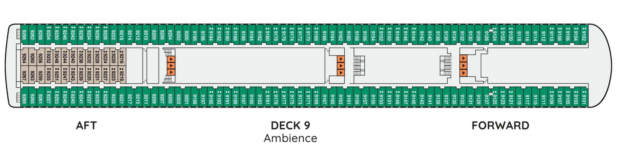 Ambience, Deck 9: official cabin and venue layout