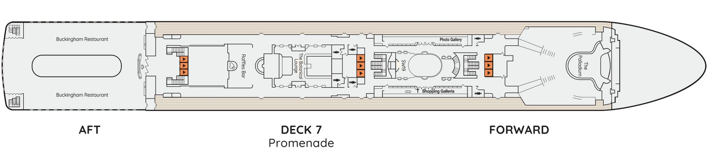 Ambience, Deck 7: official cabin and venue layout