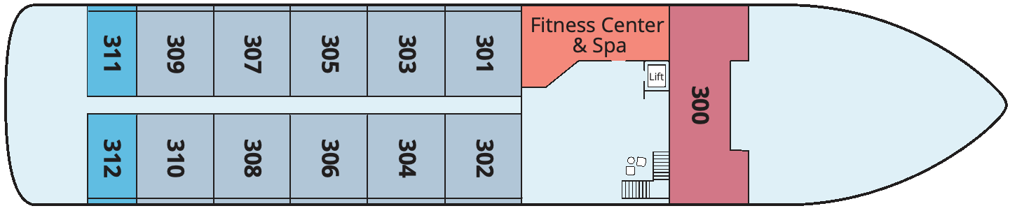 MS Antares, Deck 4: official cabin and venue layout